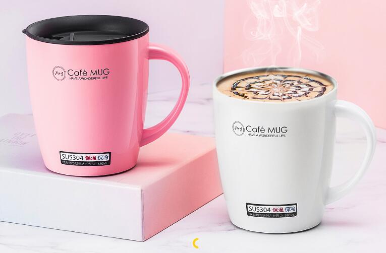 不銹鋼保溫馬克杯咖啡帶蓋勺 不銹鋼保溫馬克杯咖啡帶蓋勺